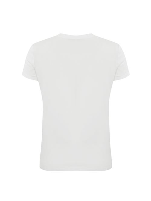 T-shirt in jersey Gesso con spilla gioiello Elisabetta Franchi | MA02851E2270